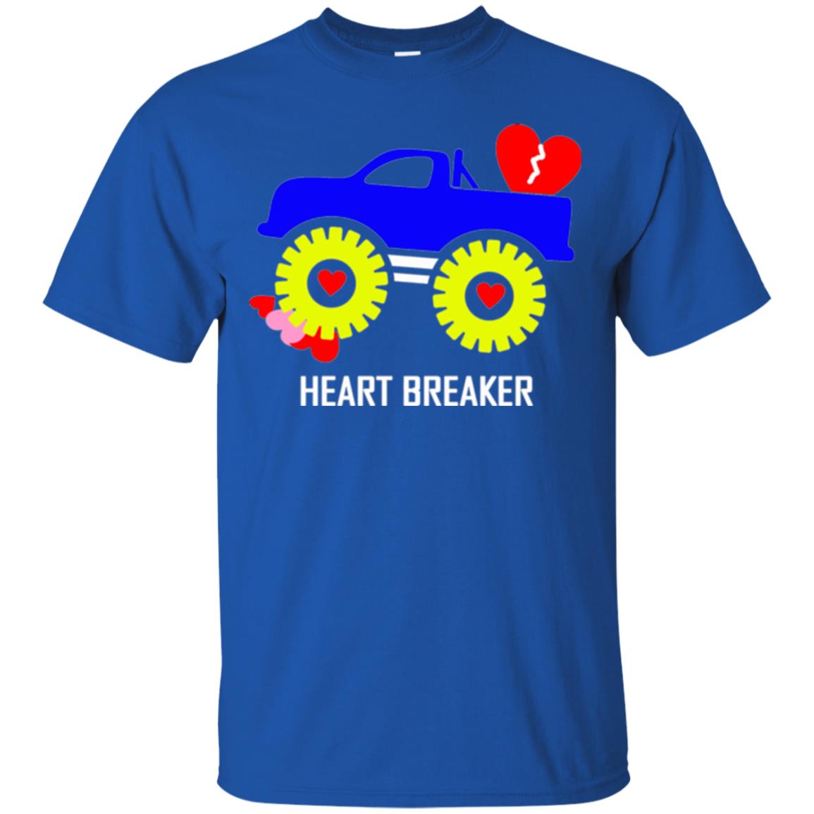 Heart Breaker Cute Blue Monster Truck Valentine_s Day T-shirt Royal