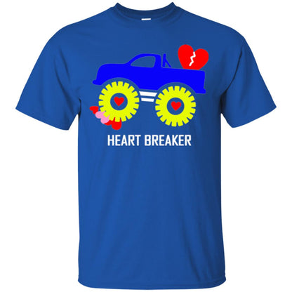 Heart Breaker Cute Blue Monster Truck Valentine_s Day T-shirt Royal