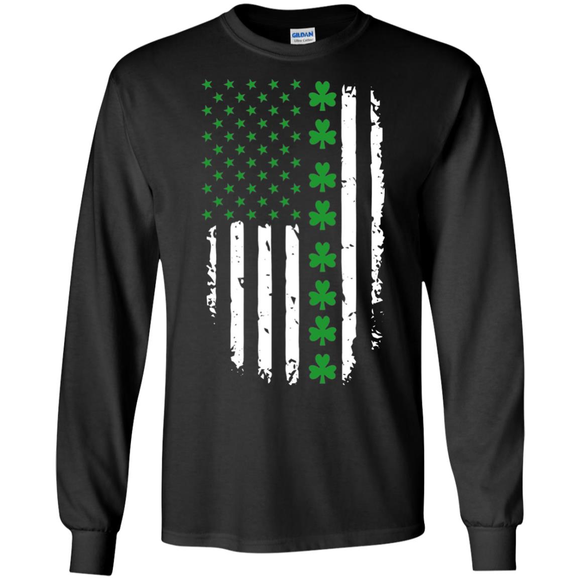 St. Patrick's Day T-shirt Irish American Flag T-shirt Black