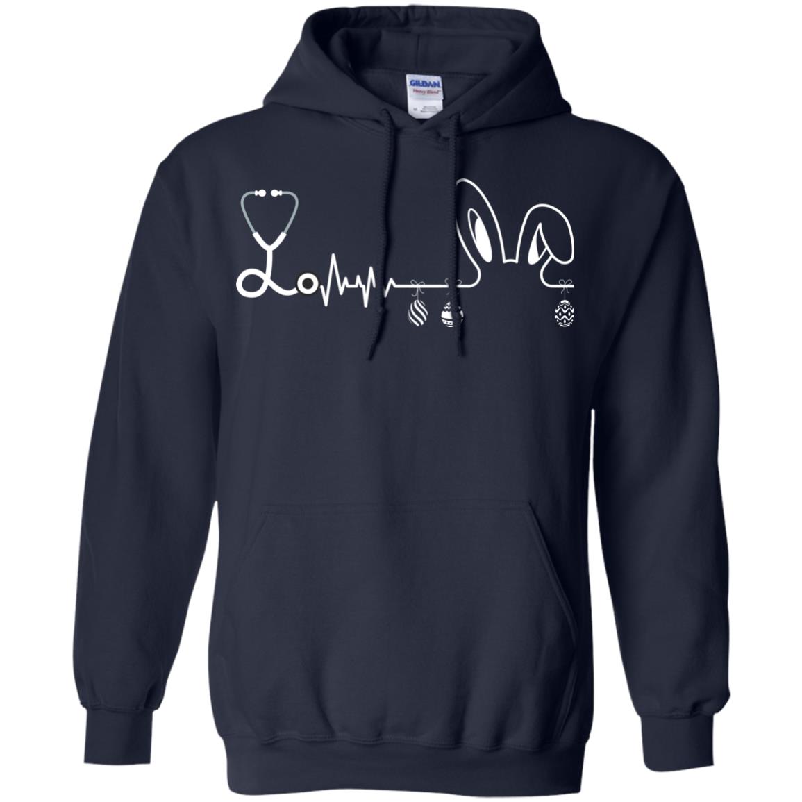 Easter Bunny Nurse Heartbeat T-shirt For Nursing Lover Navy