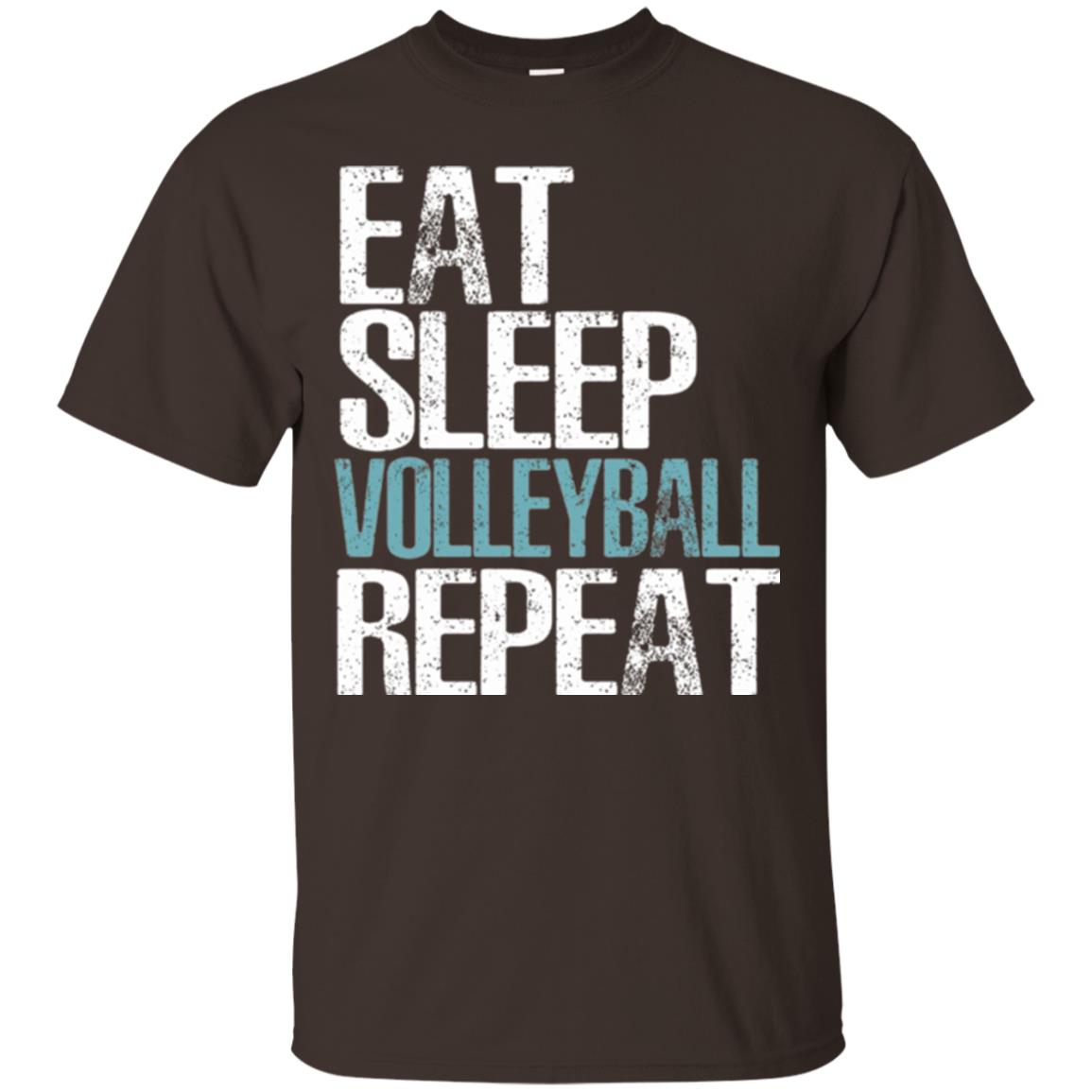 Volleyball T-shirt Eat Sleep Volleyball Repeat Dark Chocolate