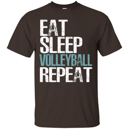 Volleyball T-shirt Eat Sleep Volleyball Repeat Dark Chocolate