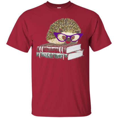 Adorable Hedgehog Book Nerd Gift Shirt Cardinal