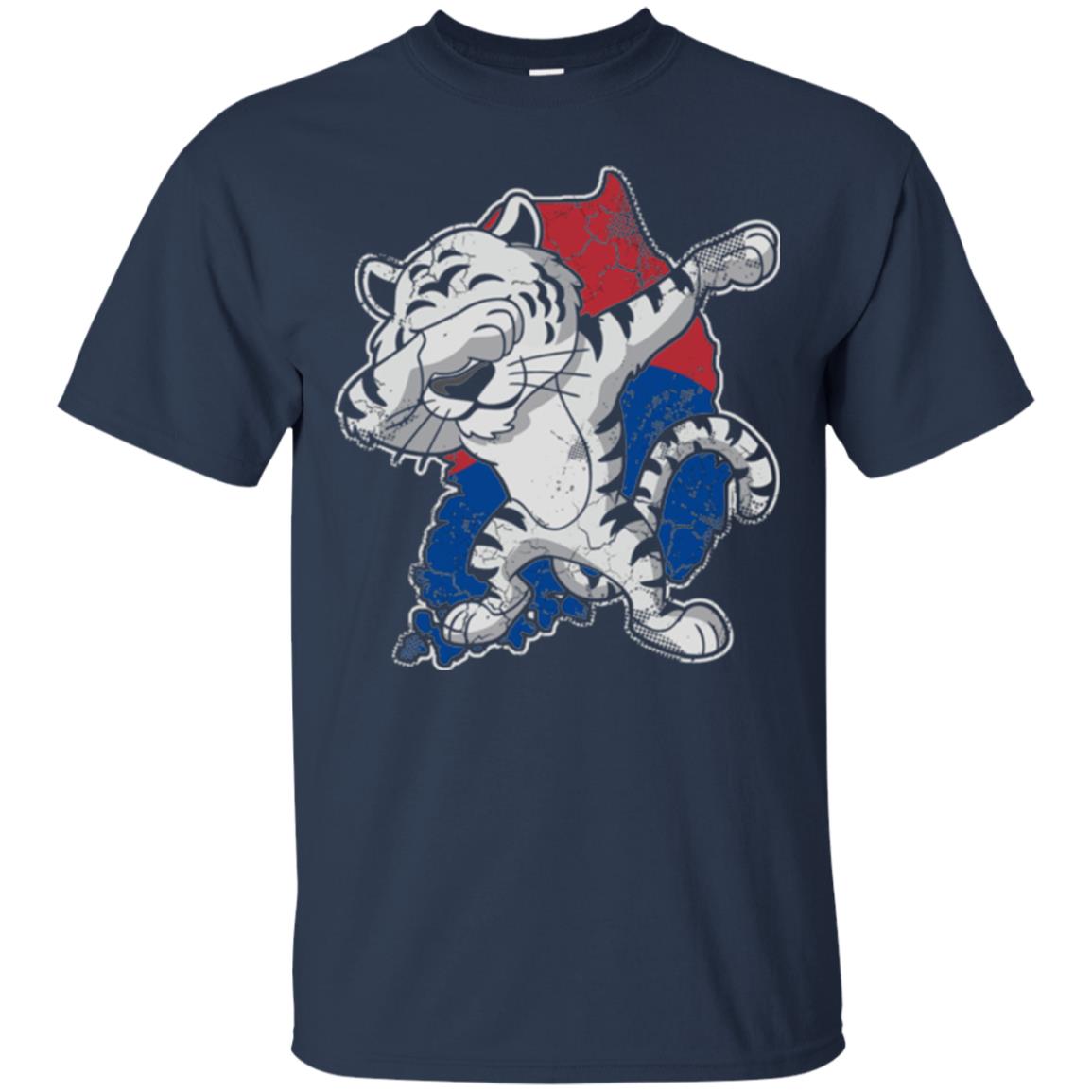 Dabbing White Tiger South Korea Flag T-shirt Navy