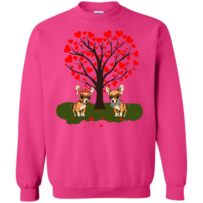 Valentine Chihuahua Couple Heart Tree Shirt Heliconia