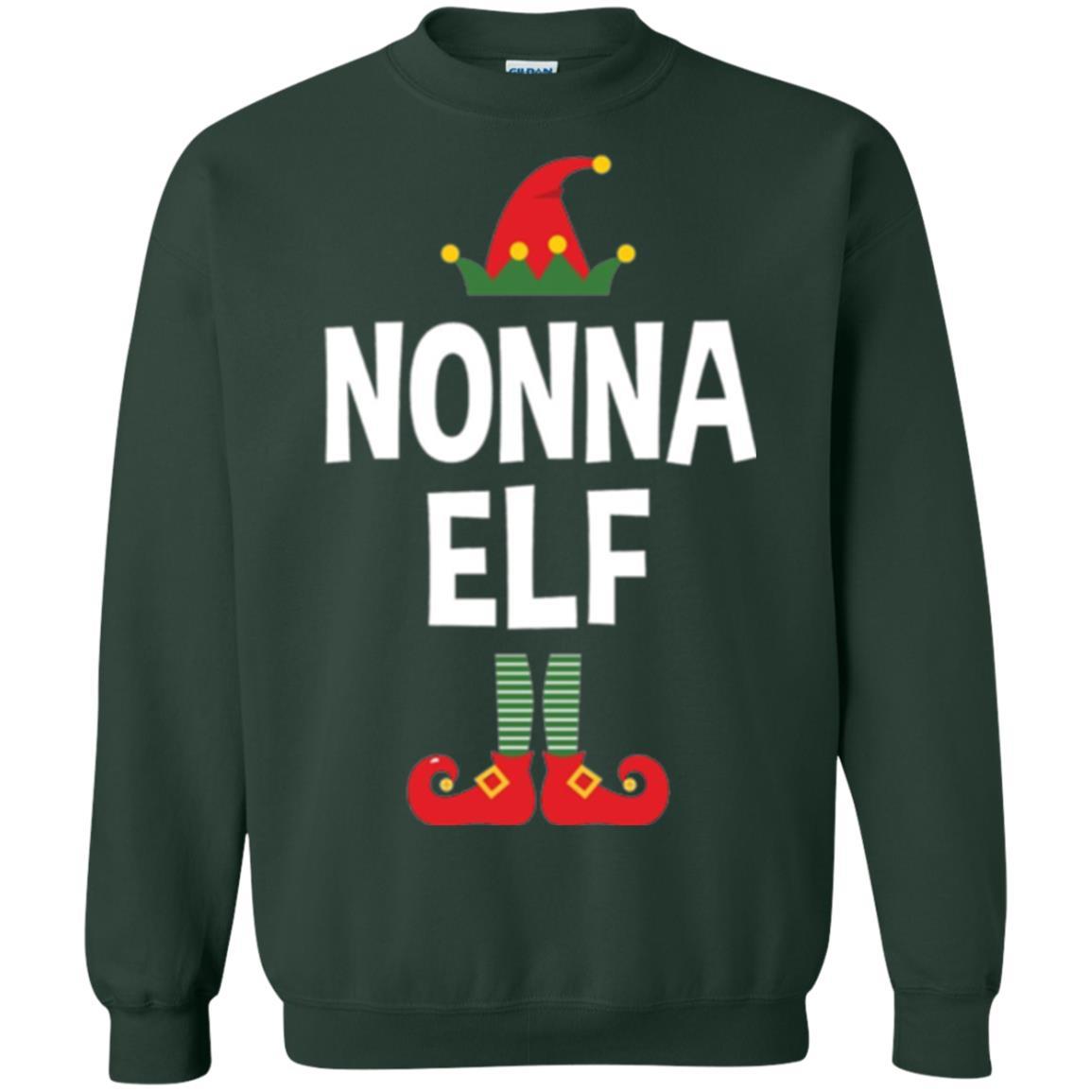 Christmas T-shirt Nonna Elf Christmas Pajamas Forest Green