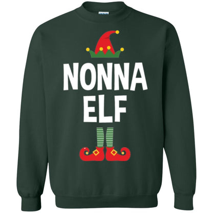 Christmas T-shirt Nonna Elf Christmas Pajamas Forest Green