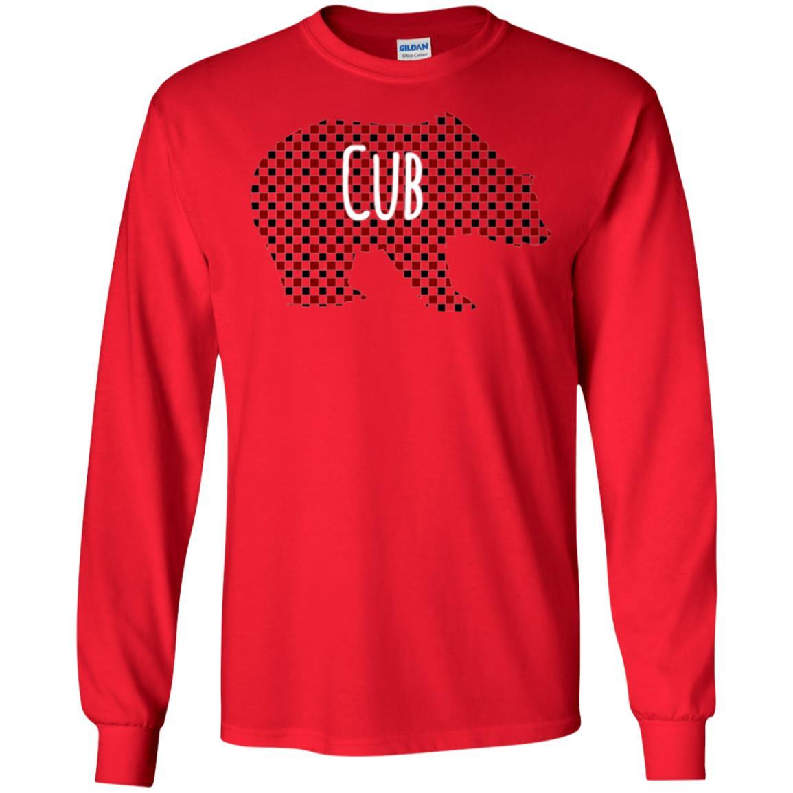 Family Christmas T-shirt Red Plaid Cub Bear Red