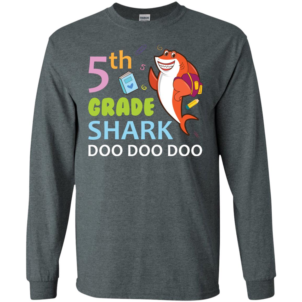 5th Grade Shark Doo Doo Doo Back To School T-shirt Dark Heather