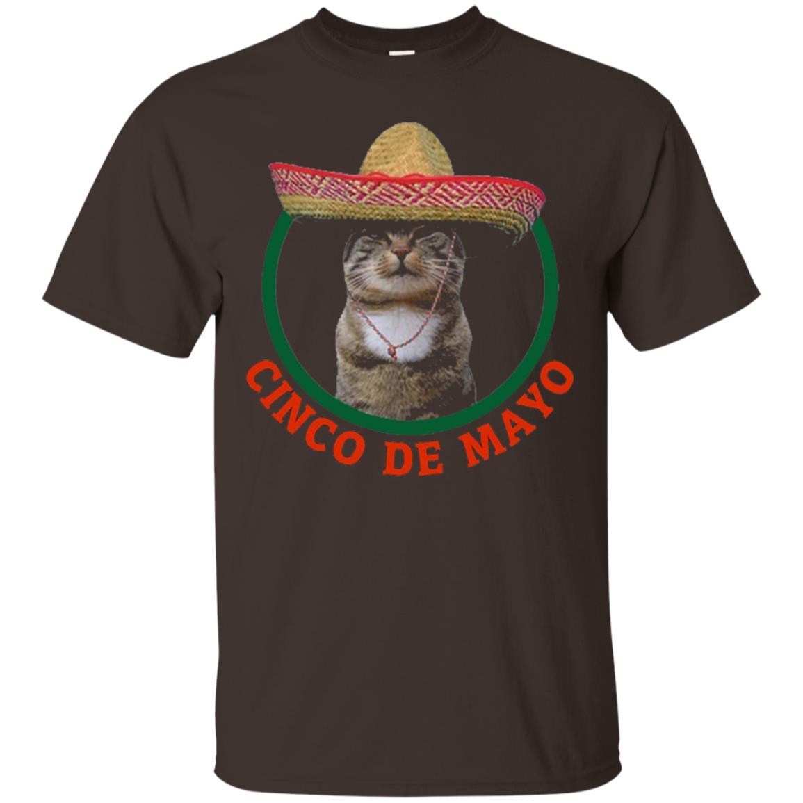 Cinco De Mayo Kitty Cat Funny Cute Meow Sombrero T-shirt Dark Chocolate