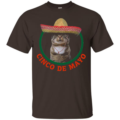 Cinco De Mayo Kitty Cat Funny Cute Meow Sombrero T-shirt Dark Chocolate