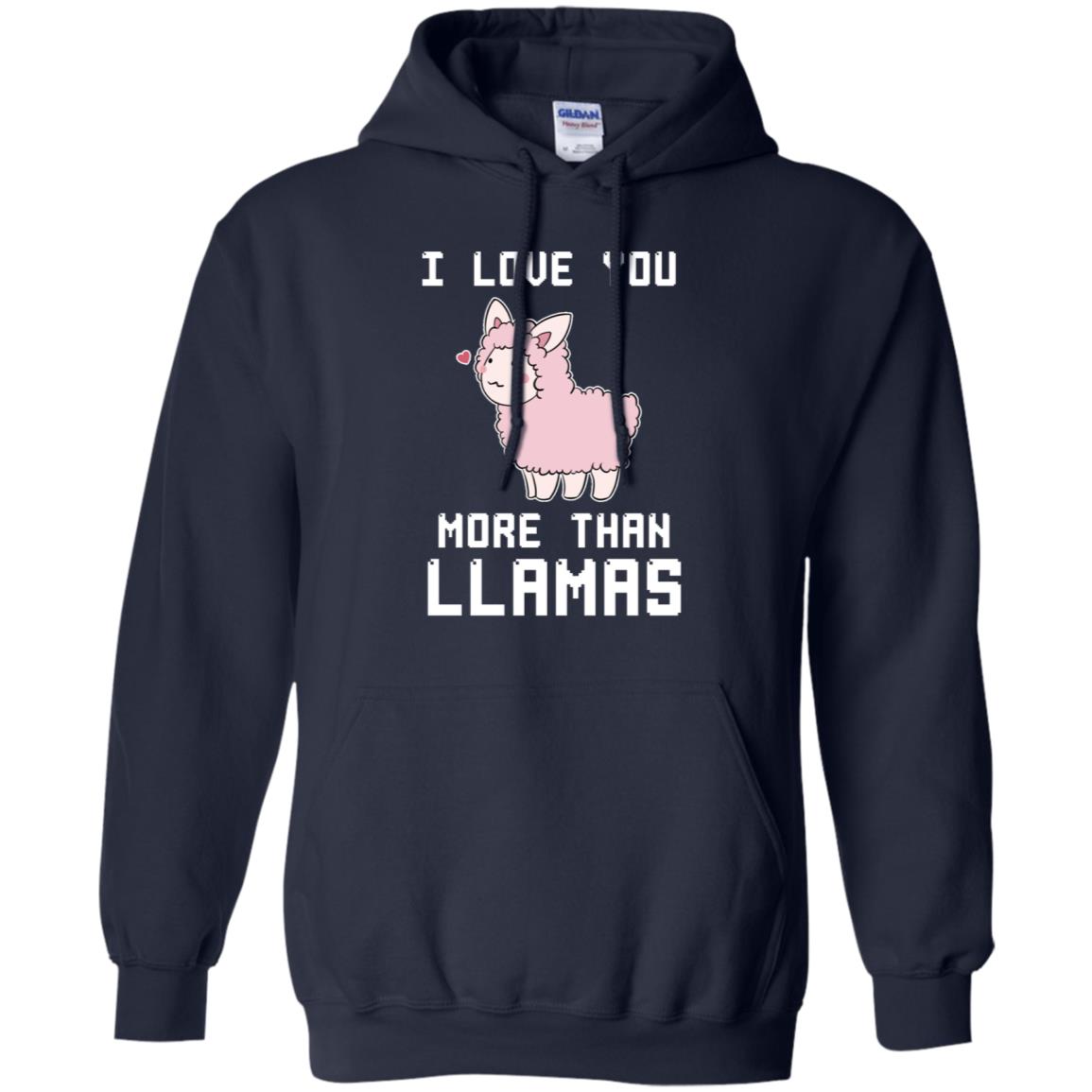I Love You More Than Llamas Valentines Day Shirt Navy