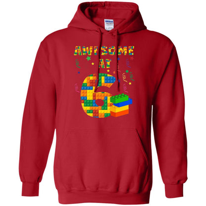 Awesome At 6 Age 6 Six Blocks Bricks Theme Shirt Red