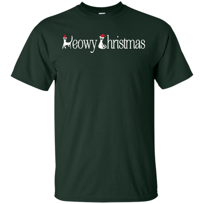 Christmas T-shirt Meowy Christmas Forest Green