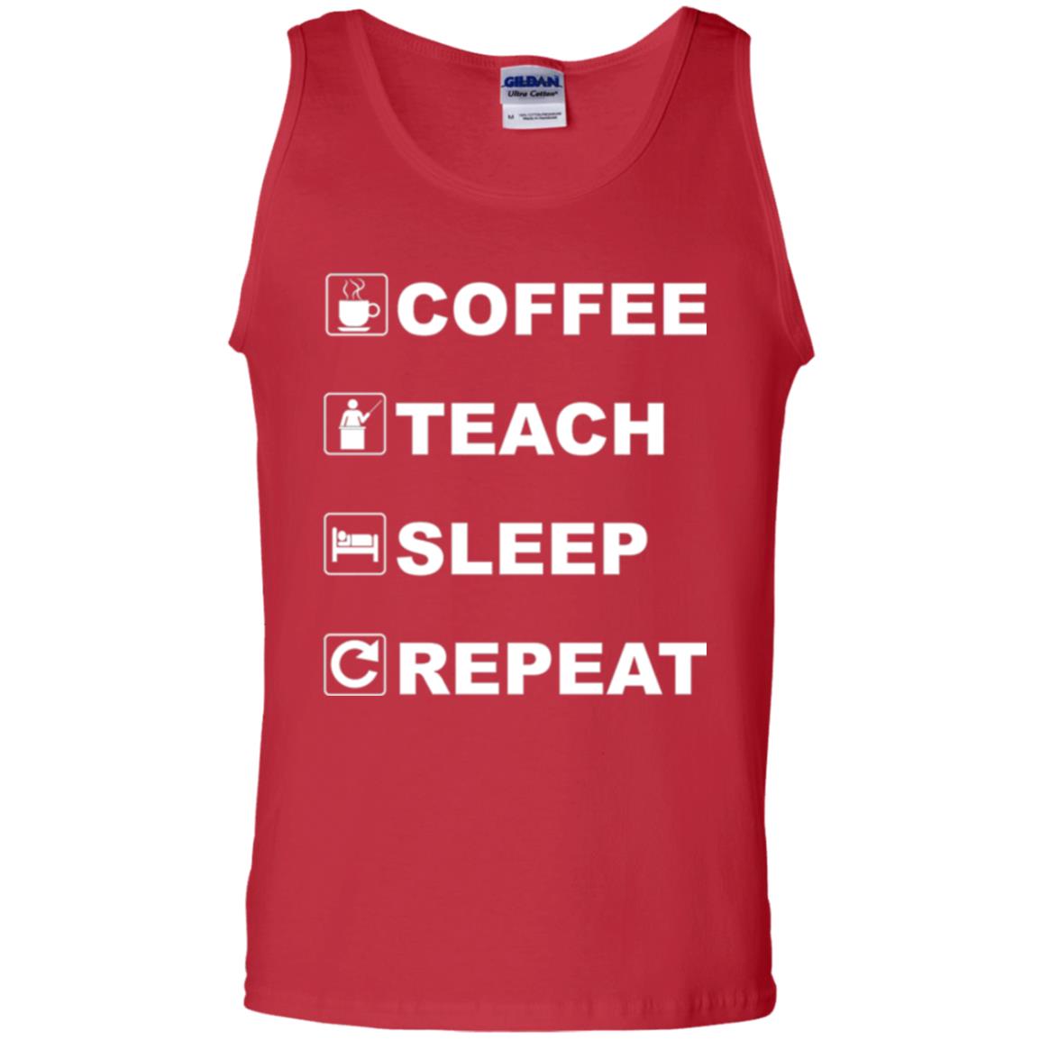 Coffee Teach Sleep Repeat Funny Teacher Gift T-shirt Red