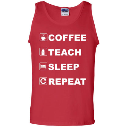 Coffee Teach Sleep Repeat Funny Teacher Gift T-shirt Red