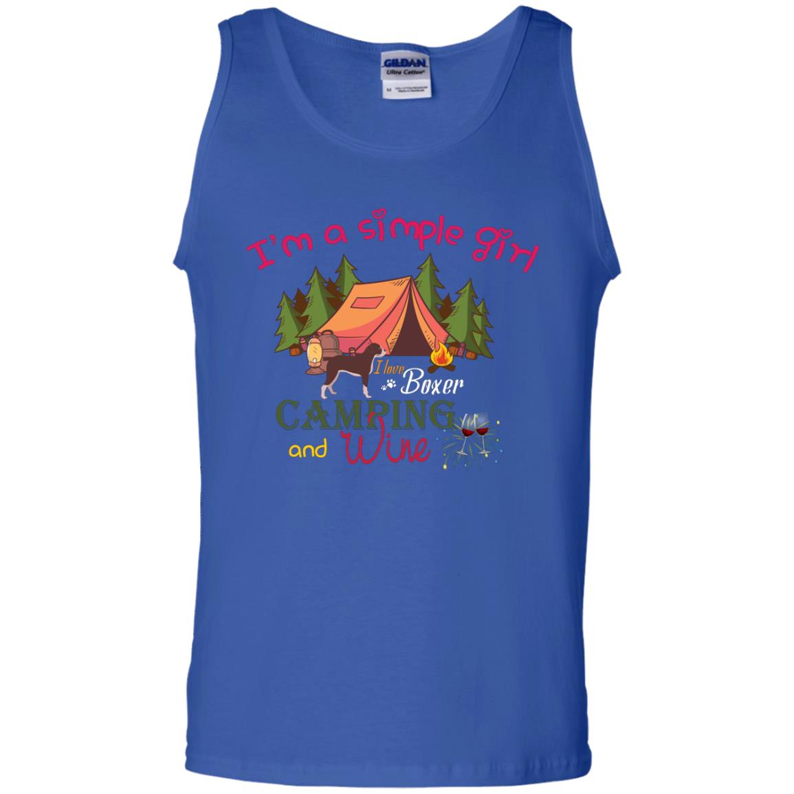 I’m A Simple Girl I Love Boxer Dog Camping And Wine Shirt Royal