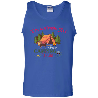 I’m A Simple Girl I Love Boxer Dog Camping And Wine Shirt Royal