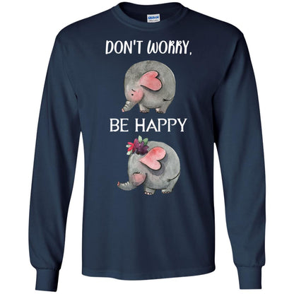 Don't Worry Be Happy Elephant Best Quote Shirt Navy