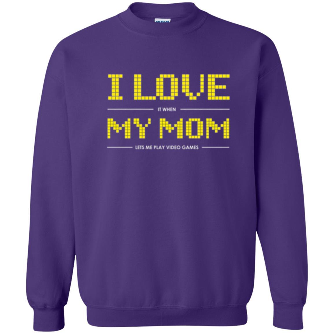 Family T-shirt I Love My Mom Let's Me Play Video Games Purple
