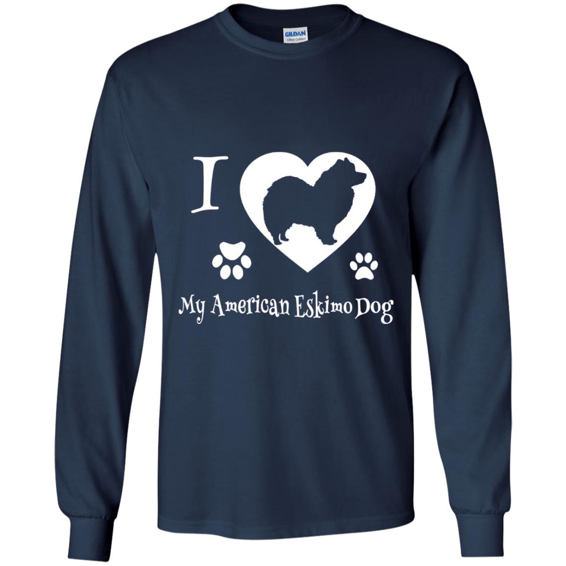 Dog Lover T-shirt I Love My American Eskimo Dog Navy