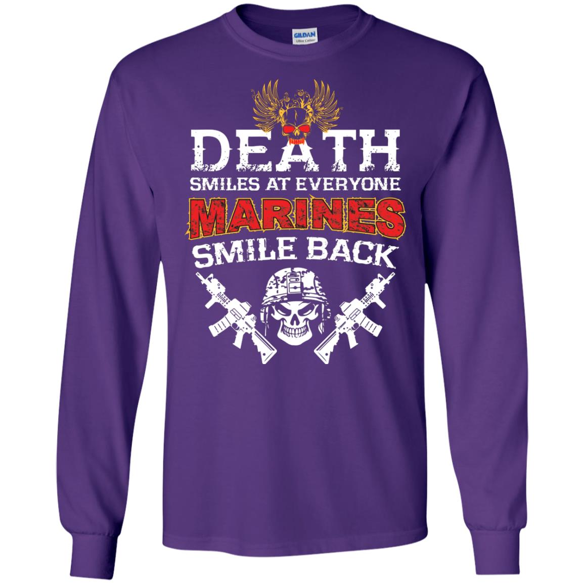 Death Smiles At Everyone Marines Smile Back Shirt Purple
