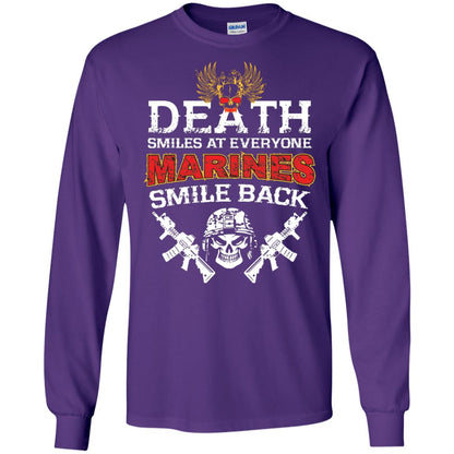 Death Smiles At Everyone Marines Smile Back Shirt Purple