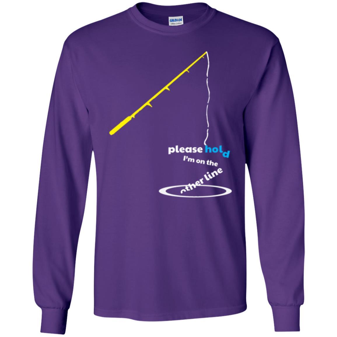 Fisherman T-shirt Please Hold I'm On The Other Line Purple