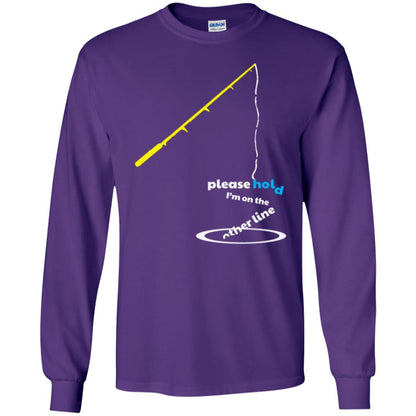 Fisherman T-shirt Please Hold I'm On The Other Line Purple