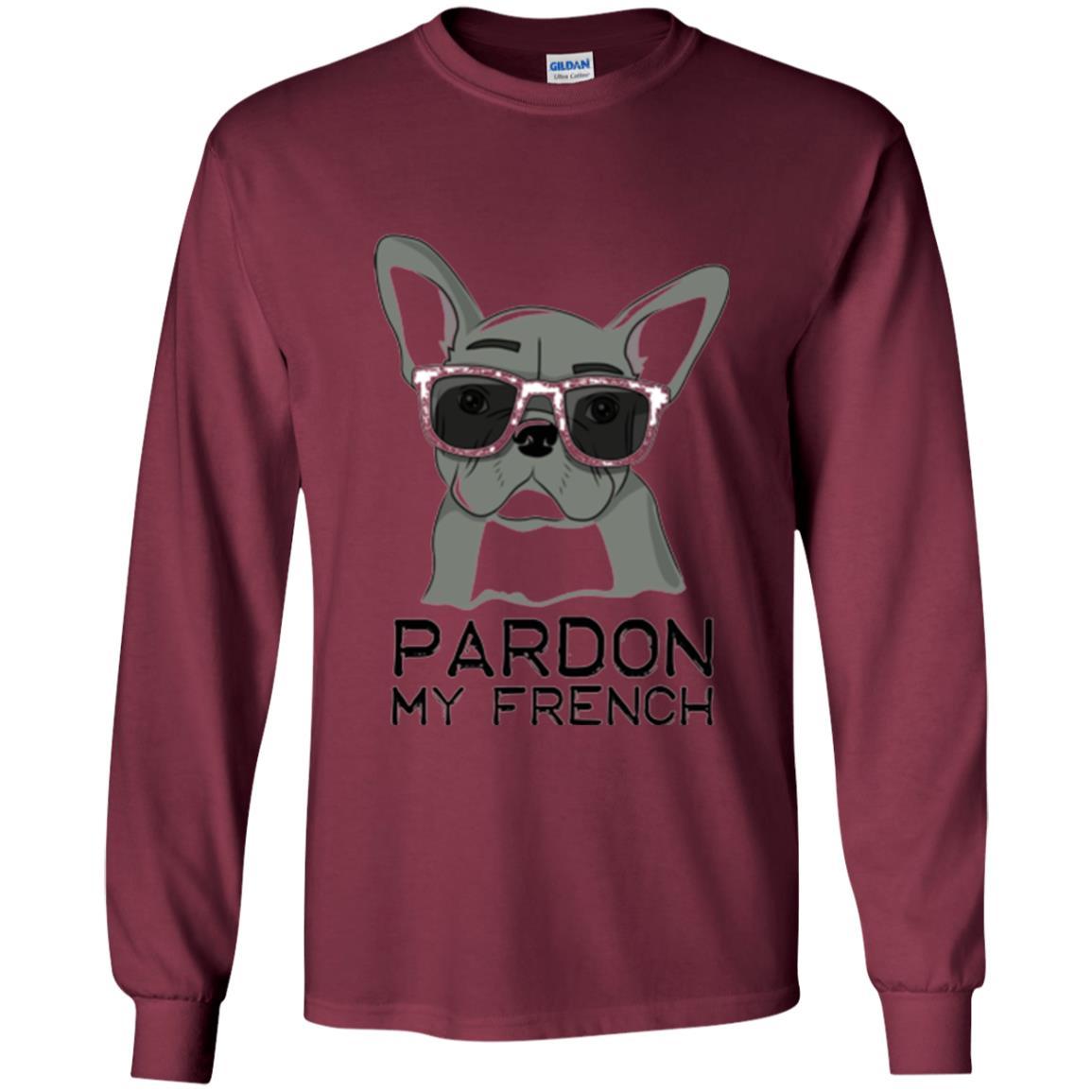 French Bulldog T-shirt Pardon My French T-shirt Maroon