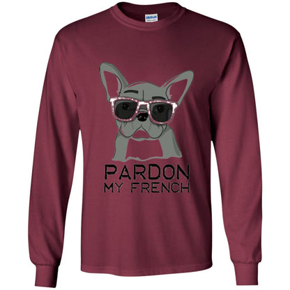 French Bulldog T-shirt Pardon My French T-shirt Maroon