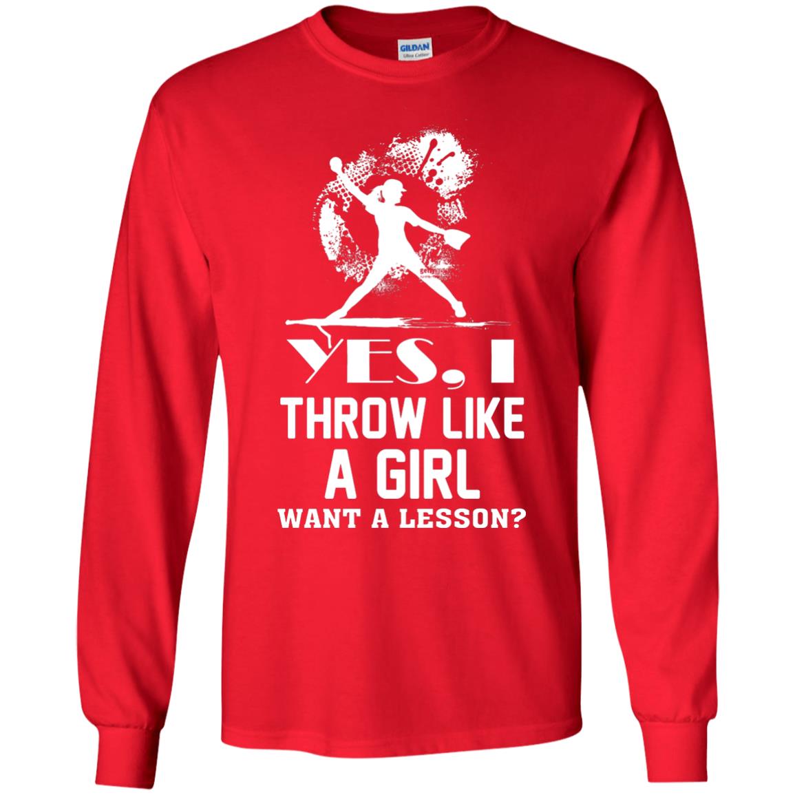 Yes, I Throw Like A Girl Want A Lesson Basebal T-shirt Red