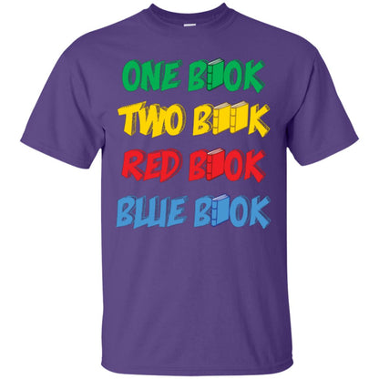 One Book Two Book Red Book Blue Book Bookworm T-shirt Purple