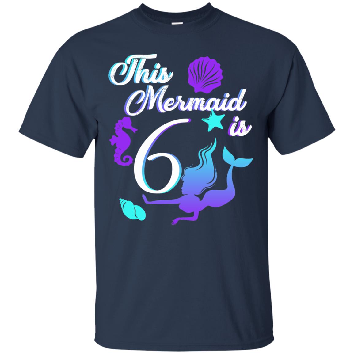 6th Birthday Shirt This Mermaid Is 6 Navy