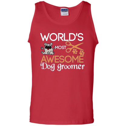 Dogs Lover Shirt World's Most Awesome Dog Groomer Red