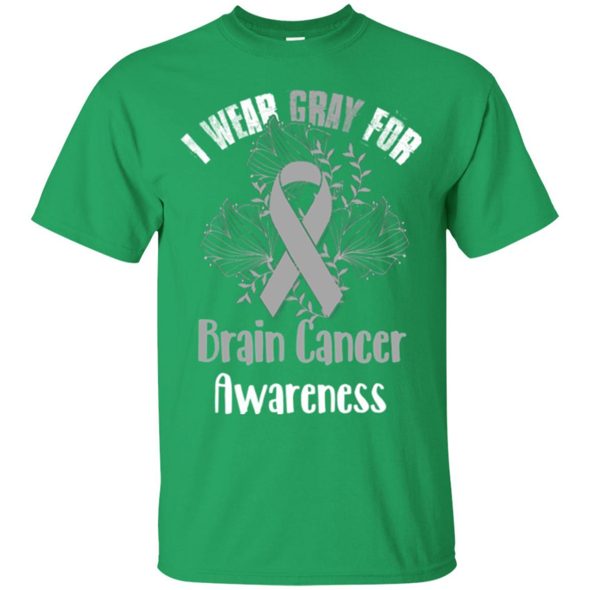 I Wear Gray For Brain Cancer Awareness T-shirt Irish Green