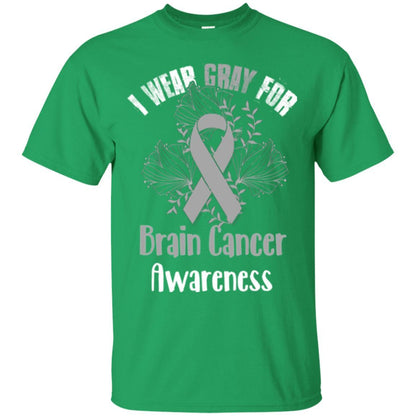 I Wear Gray For Brain Cancer Awareness T-shirt Irish Green
