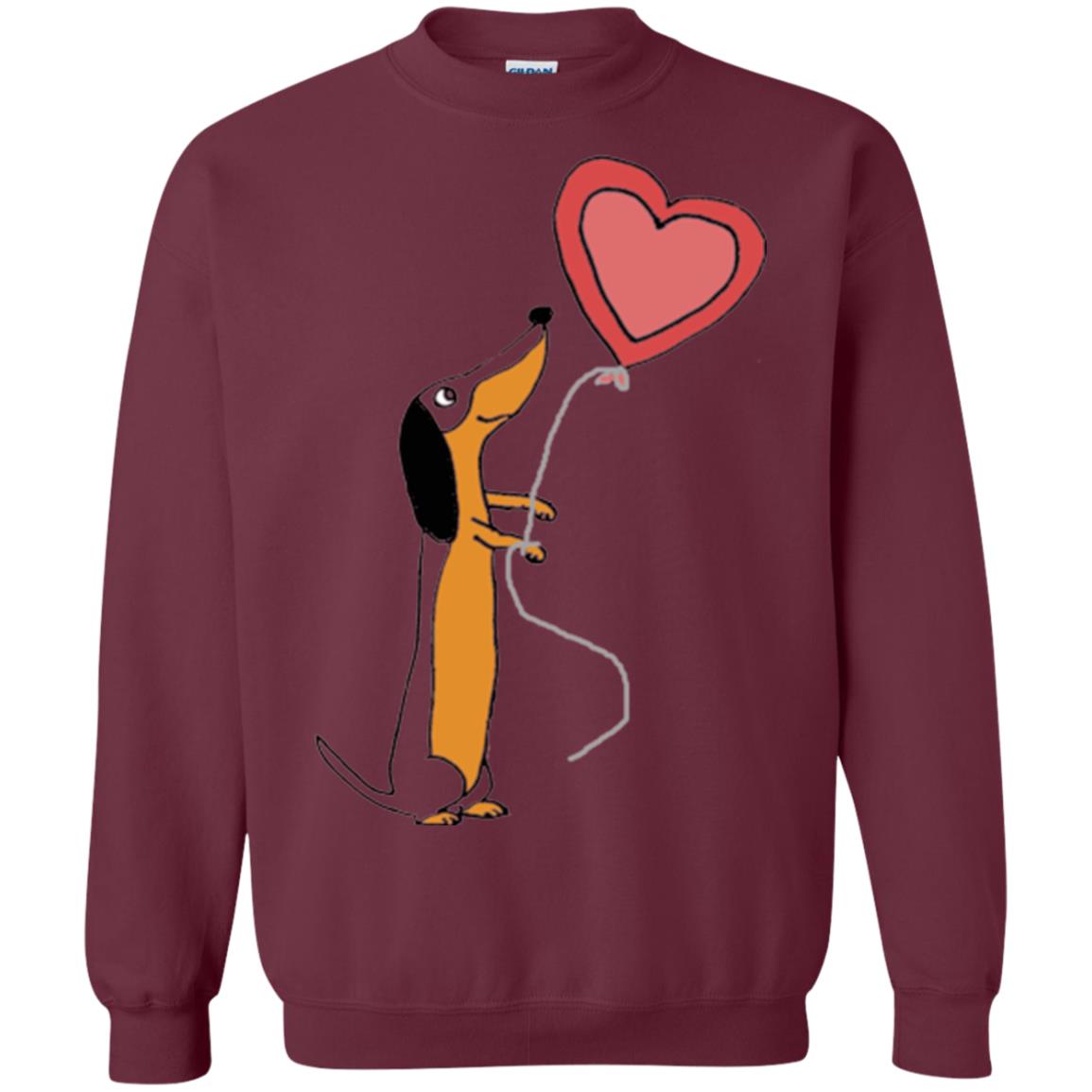 Valentine_s Day T-shirt Cute Dachshund With Heart Balloon Maroon