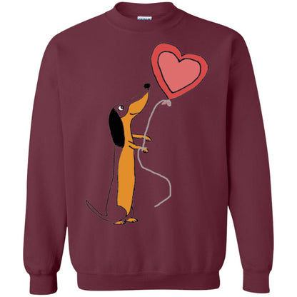 Valentine_s Day T-shirt Cute Dachshund With Heart Balloon Maroon