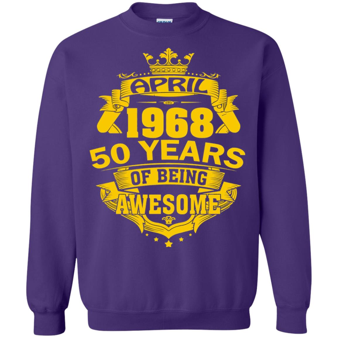 50th Birthday T-shirt April 1968 50 Years Of Being Awesome Purple
