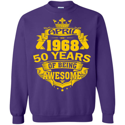 50th Birthday T-shirt April 1968 50 Years Of Being Awesome Purple