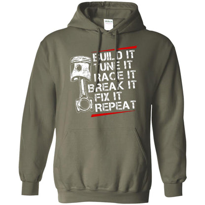 Build It Tune It Race It Break It Fix It Repeat Racecar Steps T-shirt Military Green