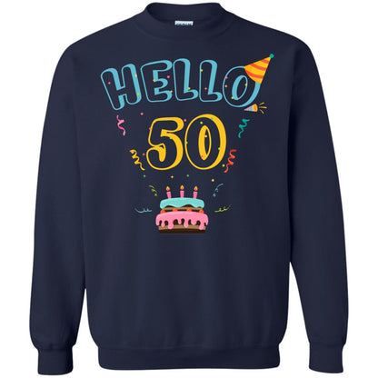 Hello 50 Fifty 50th 1968s Birthday Gift Shirt Navy