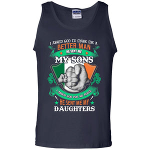 He Sent Me My Sons He Sent Me My Daughters Saint Patrick's Day Shirt For DadG220 Gildan 100% Cotton Tank Top