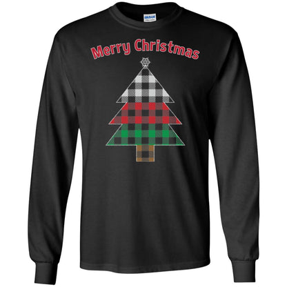Unique Buffalo Plaid Tree Christmas Matching Pajama T-shirt Black