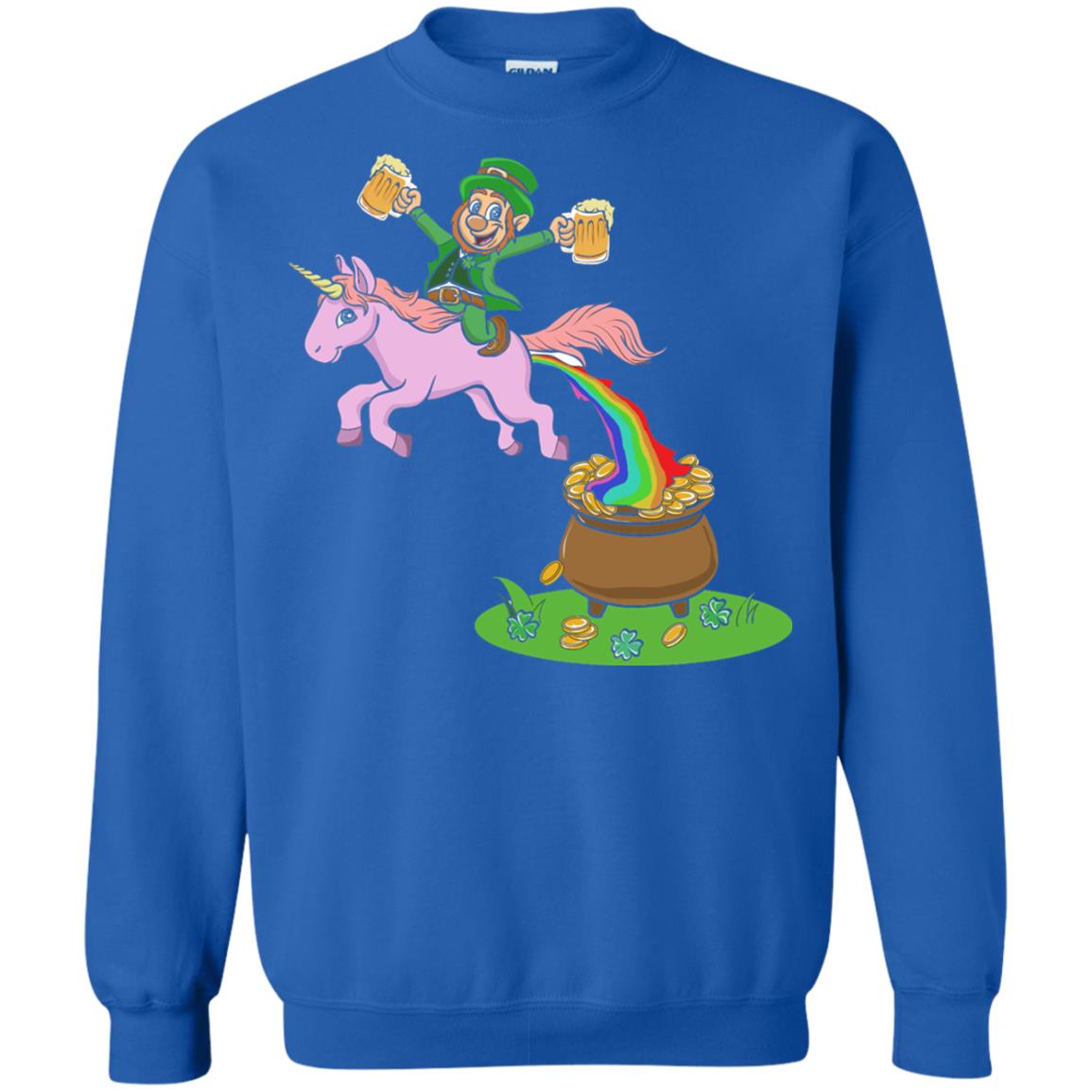 Leprechaun Riding A Unicorn Funny St Patricks Day T-shirt Royal