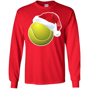 Tennis With Santa Claus Hat X-mas Shirt For Tennis LoversG240 Gildan LS Ultra Cotton T-Shirt