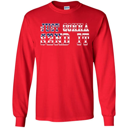Patriotic Red White Blue T-shirt Just Gonna Send It Red