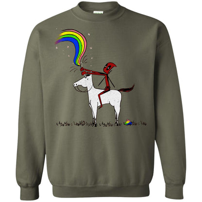 Deadpool With Unicorn Movie T-shirt Military Green