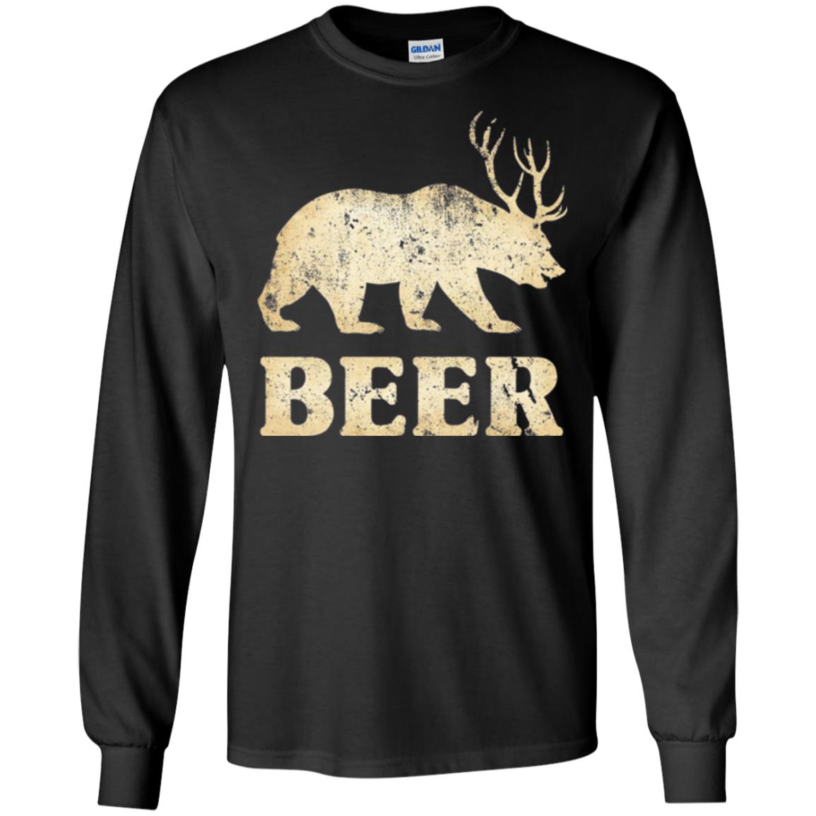 Beer T-shirt Vintage Bear Deer Black